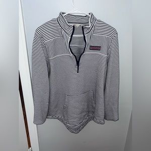Vineyard Vines Shep Shirt - navy and white stripped quarter zip